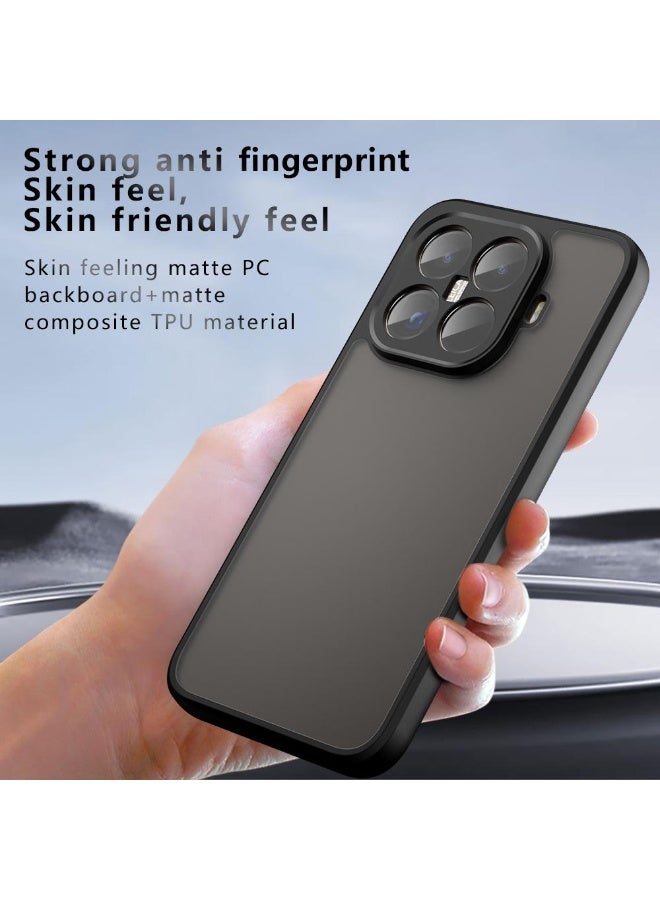 Case Cover Shockproof Hard PC Back Soft TPU Frame Matte Black Slim Protective Cover Compatible with  Xioami 15T Pro ( Black) - Image 2